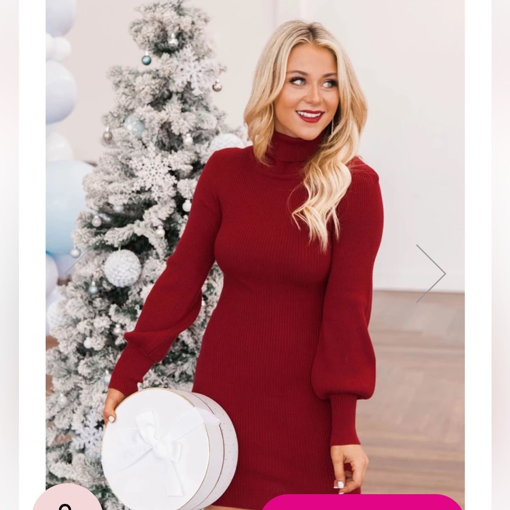 Red Turtleneck Sweater Dress